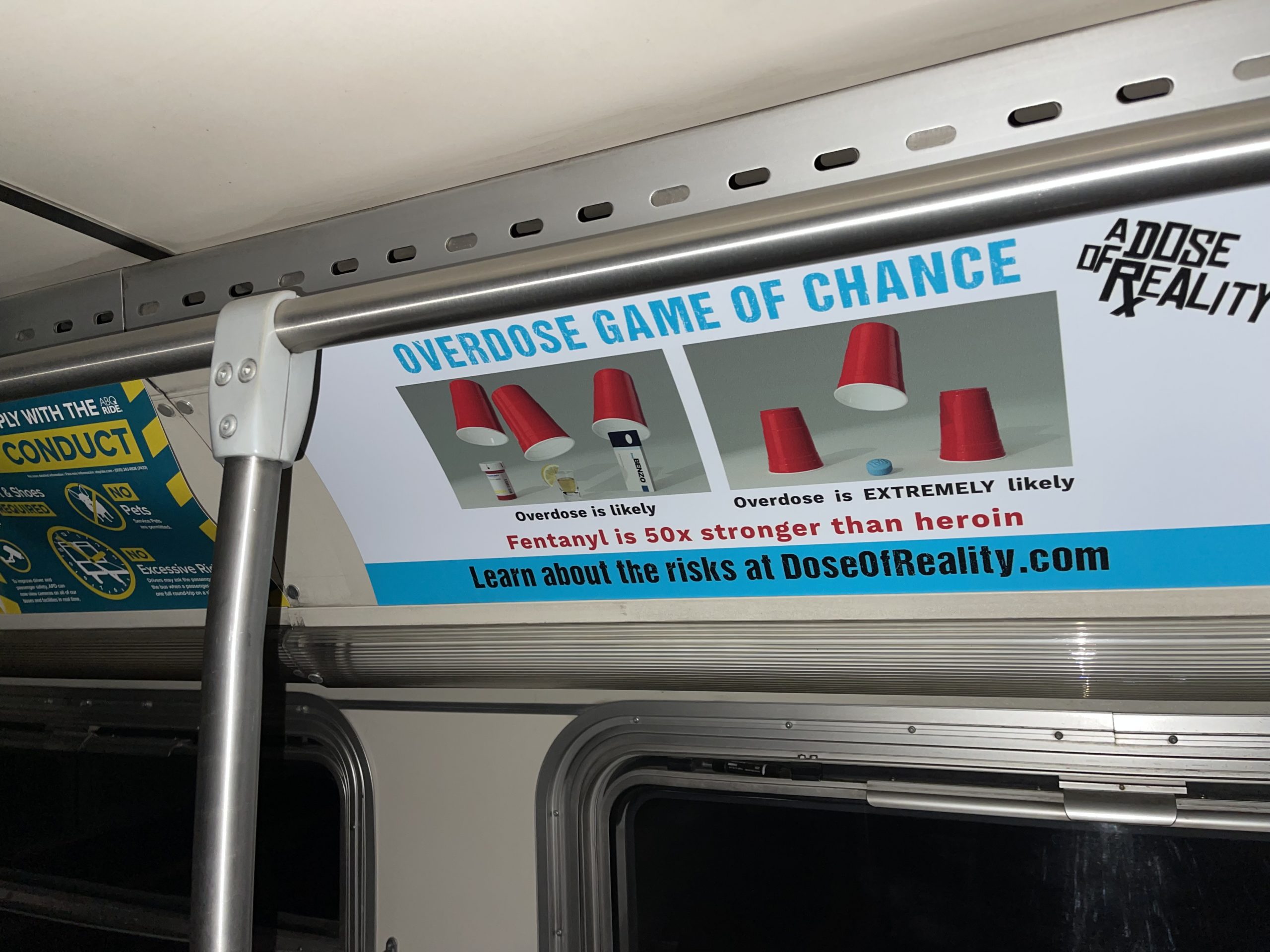 Overdose Game of Chance Bus ad